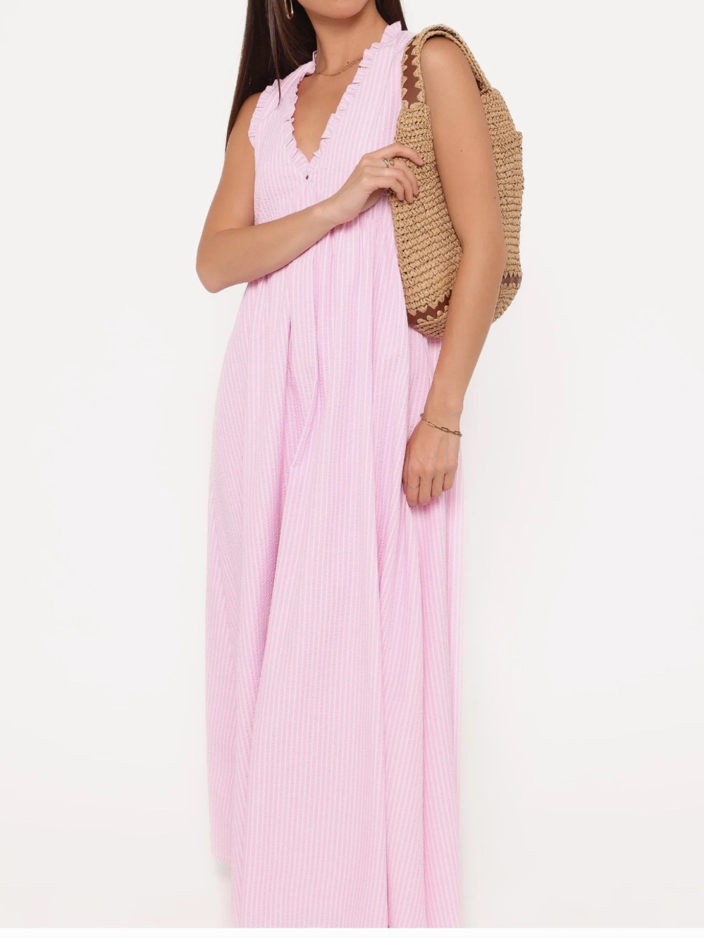 Light Pink Striped Maxi Dress